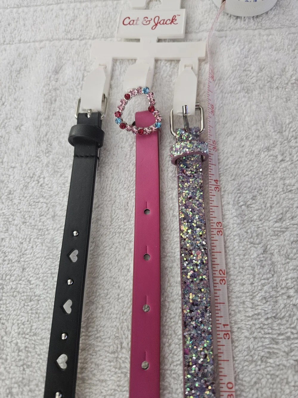 Cat & Jack Girls XL 3 Pack Hearts Glitter Skinny Adjustable Fashion Belts NWT